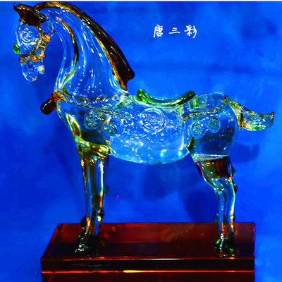 【水晶禮品 高檔飾品 唐三彩 水晶工藝品 時尚家居擺件 送領導】價格,廠家,圖片,水晶工藝品,廣州東赫商貿-